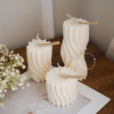 Set 3 of Pillar Wavy Curl | Home decor | Gift | Candle | Handmade soy candle | Natural | Home