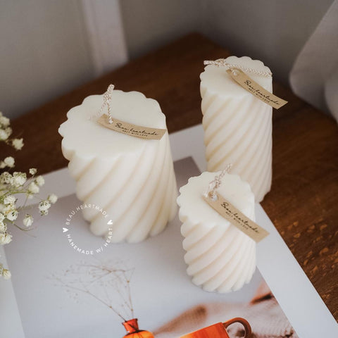 Set 3 of Pillar Curl | Home decor | Gift | Candle | Handmade soy candle | Natural | Home