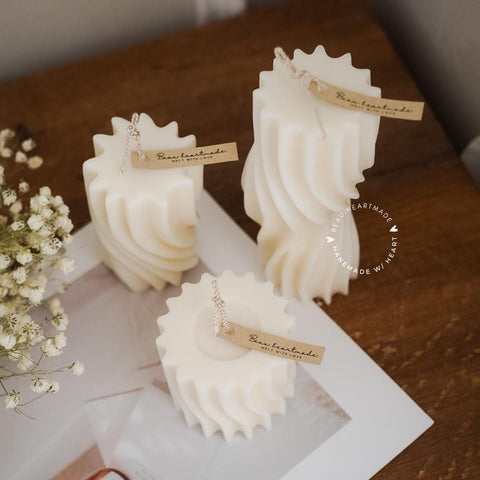 Set 3 of Pillar Wavy Curl | Home decor | Gift | Candle | Handmade soy candle | Natural | Home
