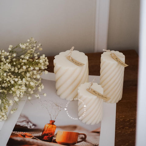 Set 3 of Pillar Curl | Home decor | Gift | Candle | Handmade soy candle | Natural | Home