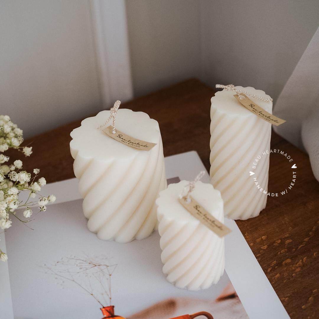 Set 3 of Pillar Curl | Home decor | Gift | Candle | Handmade soy candle | Natural | Home