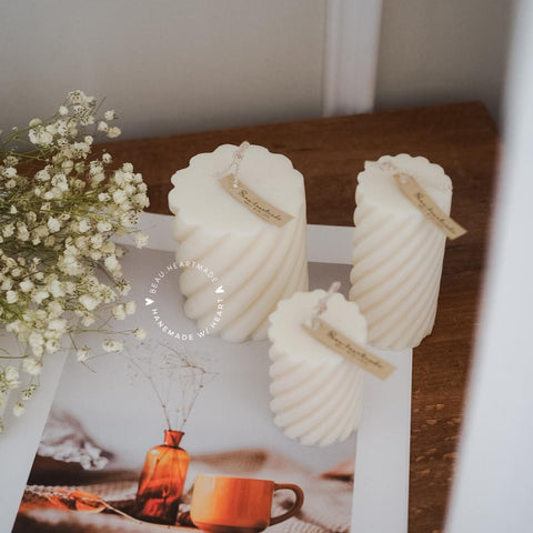 Set 3 of Pillar Curl | Home decor | Gift | Candle | Handmade soy candle | Natural | Home