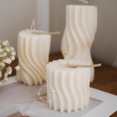 Set 3 of Pillar Wavy Curl | Home decor | Gift | Candle | Handmade soy candle | Natural | Home
